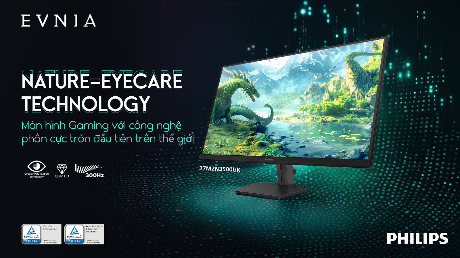 Evnia ra mắt màn hình gaming 27M2N3500UK đầu tiên trên thế giới với công nghệ phân cực tròn và chăm sóc mắt tự nhiên