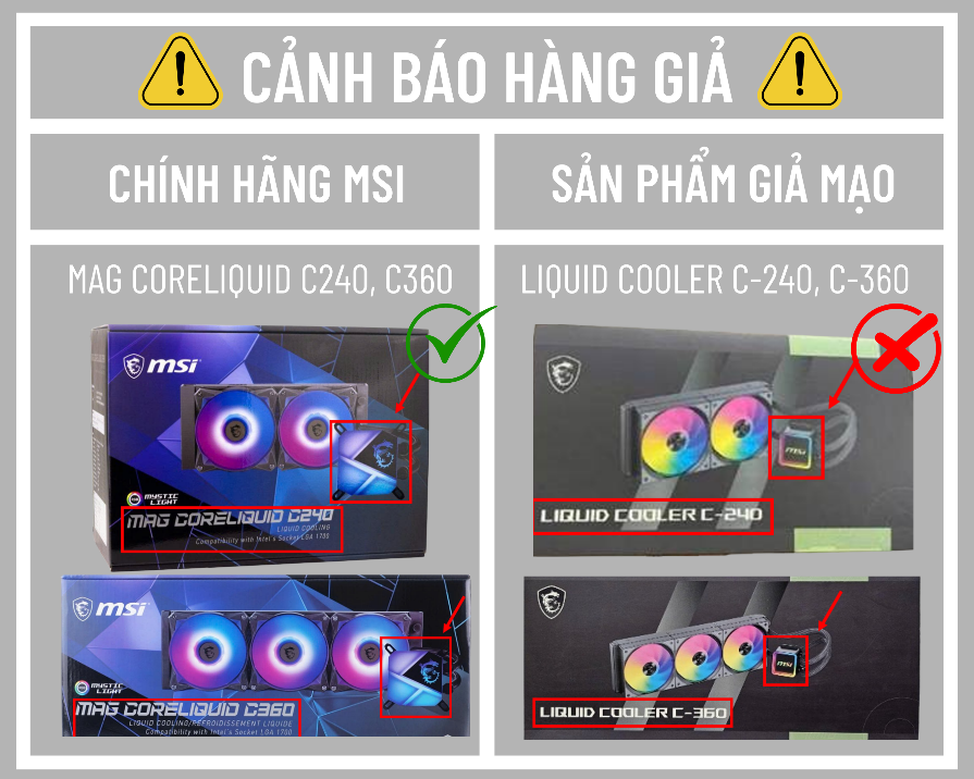 MSI CẢNH BÁO KHẨN CẤP VỀ SẢN PHẨM TẢN NHIỆT NƯỚC GIẢ MẠO ĐANG LƯU HÀNH TRÊN THỊ TRƯỜNG VIỆT NAM