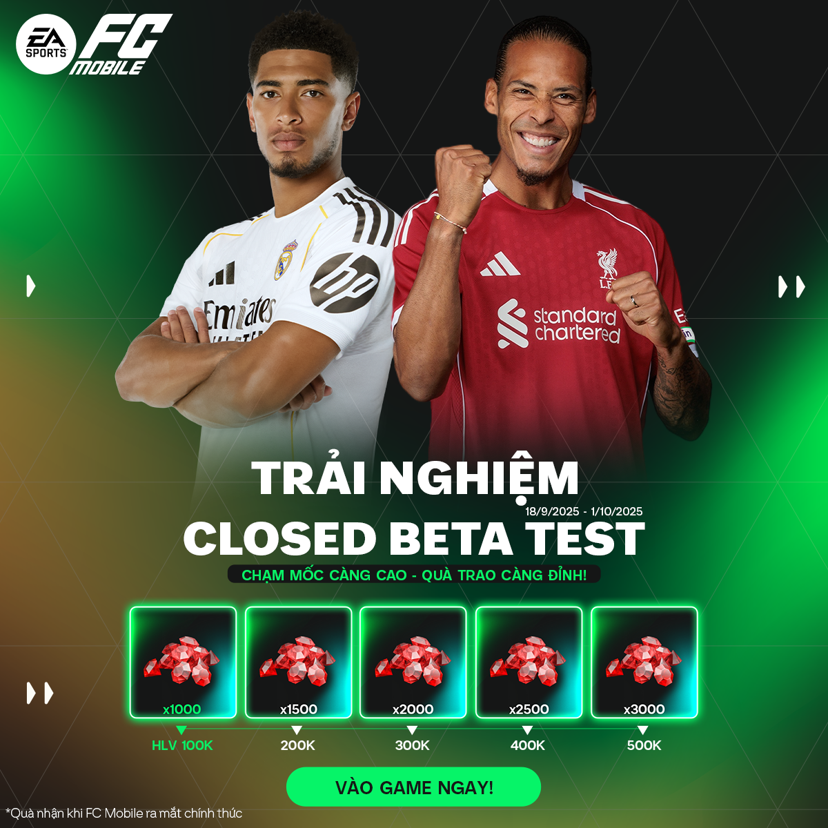 EA SPORTS FC Mobile chính thức mở trải nghiệm sớm Closed Beta Test tại Việt Nam dưới sự phát hành của Garena