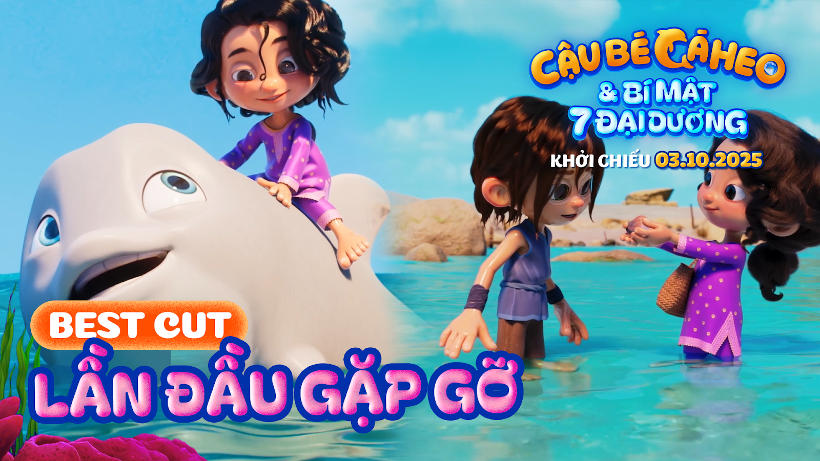 Lần đầu tiên xuất hiện cô bé biết nói chuyện với cá trong Best cut Cậu Bé Cá Heo Và Bí Mật 7 Đại Dương