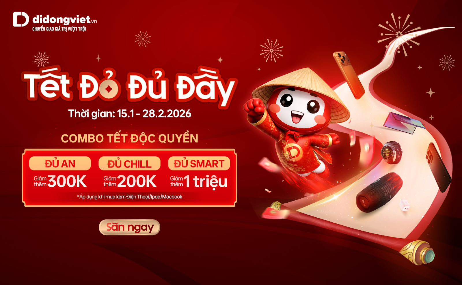 Sắm Tết tại Di Động Việt: Ưu đãi đến 1 triệu đồng khi mua iPhone 17 Pro Max, Samsung Galaxy S25 Ultra 