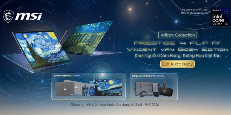 MSI mở rộng hệ sinh thái AI PC với bộ đôi Prestige 14 Flip AI+ Van Gogh Edition và Crosshair A16 HX MLG Edition